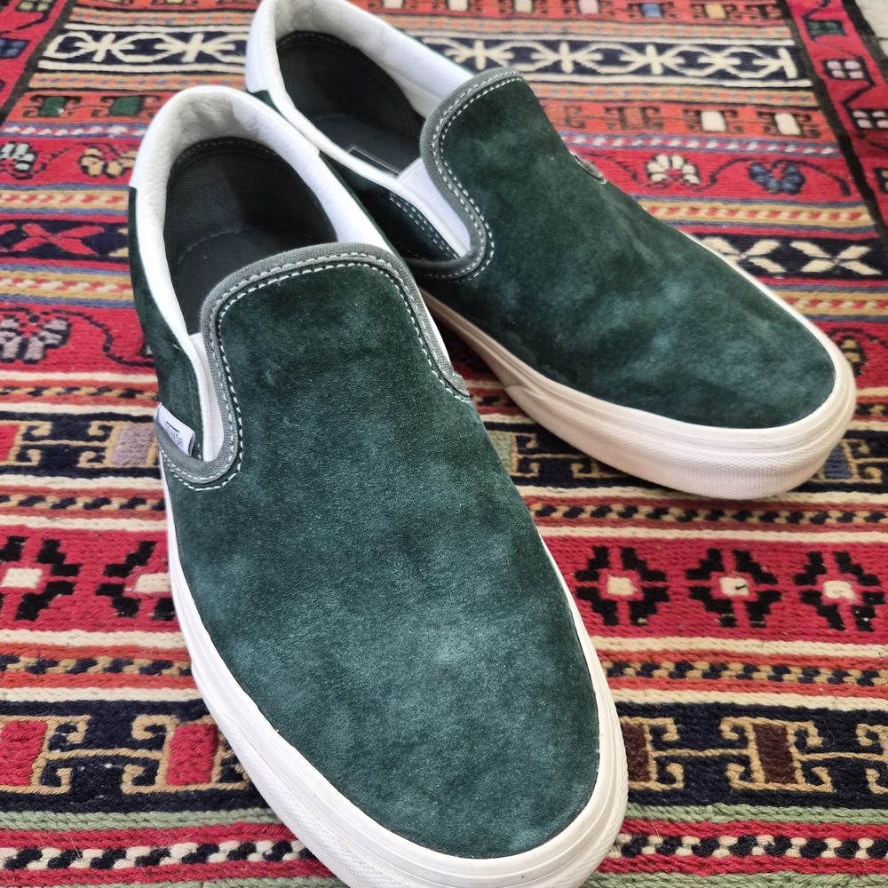 Vans Teal Green Suede Slip-On Shoes Women's 9.5 Men's 8
